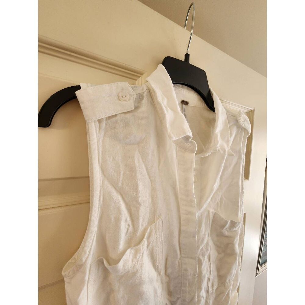 Young Fabulous and Broke YFB  white linen blend romper size small - Picture 5 of 9